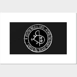 Dark and Gritty Seal of Guland (white on black) Posters and Art